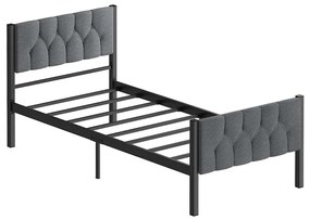 KAROM fém egyszemélyes ágy 90x200 cm, szürke, teherbírás 120 kg