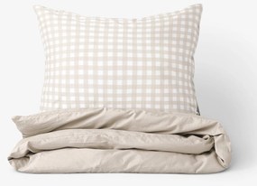 Goldea pamut ágyneműhuzat duo - latte színű kockás, latte színű hátoldal 240 x 220 és 2db 70 x 90 cm
