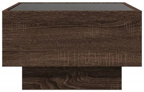 barna tölgy szerelt fa dohányzóasztal LED-del 50 x 50 x 30 cm