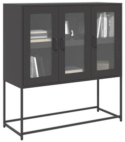 fekete hidegen hengerelt acél tálalószekrény 100,5x39x107 cm
