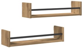 Falipolcok 2 db Kézműves tölgy 60x16x14 cm Műgyanta