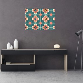 Üveg kép - Retro virágminta (70x50 cm)