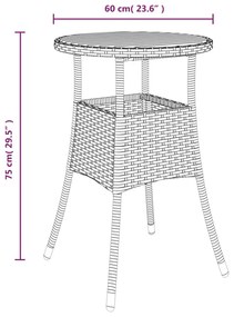 fekete akácfa és polyrattan kerti asztal Ø60 x 75 cm