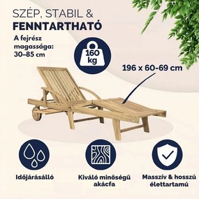 TAMI SUN kerti nyugágy, 195,5x69x85cm, teak hatás Casaria