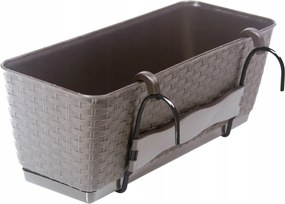 Virágtartó láda Mokka Rattan 40cm betét állvány korlát tartó