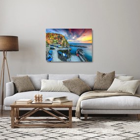Üveg kép - Mediterrán falu (70x50 cm)