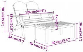 2 részes tömör akácfa kerti Adirondack ülőgarnitúra