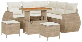 vidaXL Kerti Kanapé Szett 8 pcs Bézs polirattan