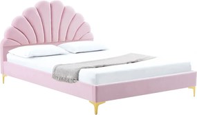 Ágy ágyráccsal, 140x200, rózsaszín Velvet szövet, ISADORA