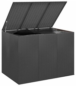 fekete polyrattan kerti párnatartó doboz 145 x 100 x 103 cm