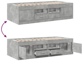 betonszürke kanapéágy fiókkal matrac nélkül 100x200 cm