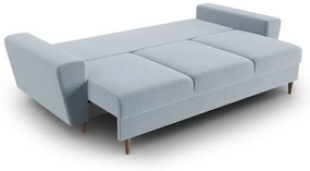 Világoskék bársony kinyitható tárolóhelyes kanapé 235 cm Kyoto – Cosmopolitan Design