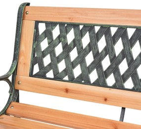 öntöttvas és tömör fenyőfa kerti pad 116 cm