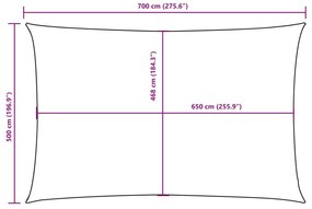 fekete téglalap alakú oxford-szövet napvitorla 5 x 7 m