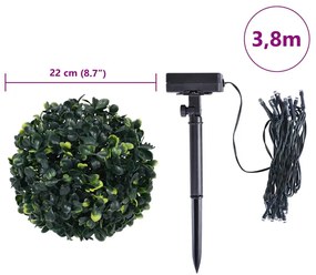 2 db zöld mesterséges boxwood gömbök LED fényekkel 22 cm