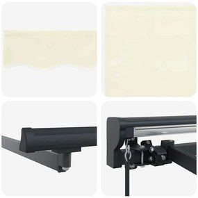 Behúzható napellenző Krém 400 × 300 cm Poliészter