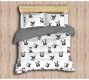 Fekete-fehér kétszemélyes gyerek ágyneműhuzat 200x200 cm Panda – Mijolnir