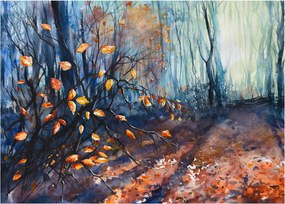Kép - Az őszi nap sugarai (üvegen) (70x50 cm)