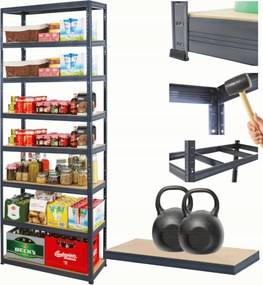 Tárolószekrény fém állvány Helios 270x110x60cm 8Px275kg 300TYS Komb