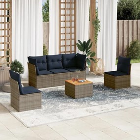 6 részes szürke polyrattan kerti ülőgarnitúra párnával