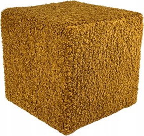 Négyzet alakú puff rolf teddy bouclé bárány mustár szín