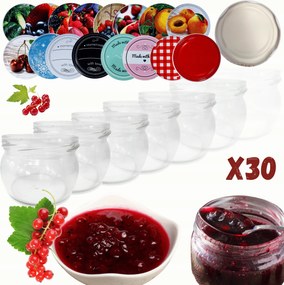 Befőttes üvegek 260ml 30 Szett Fedéllel lekvár fűszerek desszert 82mm