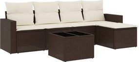 vidaXL 6 részes barna polyrattan kerti ülőgarnitúra párnával