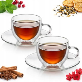 2 Db 250ml-ES Thermo Kávéscsésze Állvánnyal