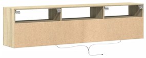 sonoma tölgy színű falra TV-szekrény LED-del 180 x 31 x 45 cm