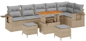 vidaXL Kerti Kanapé Szett 9 pcs Bézs polirattan