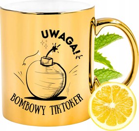 Arany csillogó bögre TikToker Ajándék Nyomtatott Fotóval