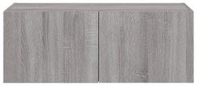 szürke sonoma színű fali TV-szekrény LED-del 80x35x31 cm