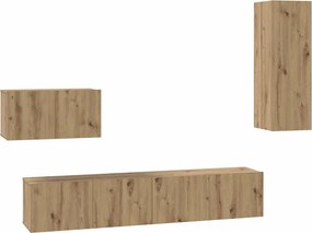 vidaXL Fali TV Szekrény Falra szerelhető 4 pcs Artisan tölgy Faanyag