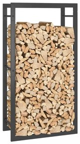 fekete acél tűzifatároló állvány 50x28x94 cm
