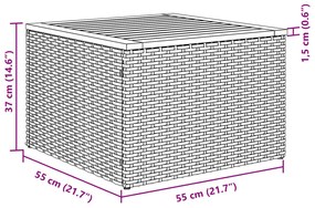 8 darabos kerti kanapé szett párnákkal bézs poli rattan akációból, 2 személyes kerti kanapé tárolóval és párnákkal bézs poli rattan