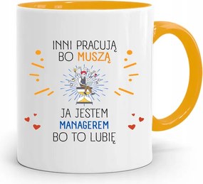 Menedzser Bögre Sárga Ajándék fényképes nyomtatással