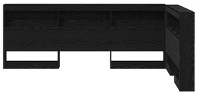 Tároló fejtámla polcokkal tárolóval Musta tammi 120 cm Faanyag