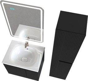 Piramida EURIDIKA fali fürdőszobabútor - műmárvány mosdóval -2 ajtós - PINO FEKETE - 65 x 48 x 53 cm