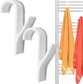 2x Fehér Akasztó Radiátor Fürdőszobai Törölközőtartó