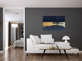 Kép - Kék és arany absztrakció N⁰2 (90x60 cm)