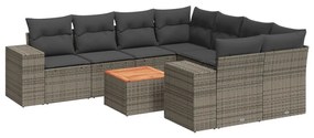 9 részes szürke polyrattan kerti ülőgarnitúra párnákkal