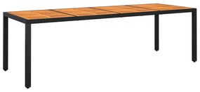 vidaXL fekete akácfa és polyrattan kerti asztal 250 x 100 x 75 cm