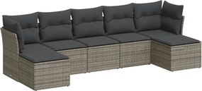 vidaXL 7 részes szürke polyrattan kerti ülőgarnitúra párnákkal