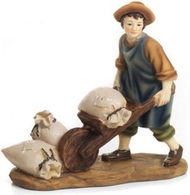 Betlehem dekorációs figura "Munkatárs talicskával"- 11cm magas figurákhoz