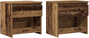 vidaXL 2 db antik fa forgácslap éjjeliszekrény 40 x 30 x 39 cm