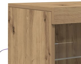 LED világítással ellátott oldalszekrény kézműves tölgy 41x37x67 cm