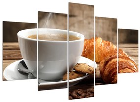 Csésze kávé és croissant képe (150x105 cm)