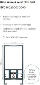 CeraStyle - BIDÉ SZERELŐKERET- fali bidé felfogatáshoz - 1/2" falikoronggal - 105 x 52 cm