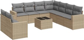 vidaXL 10 részes bézs polyrattan kerti ülőgarnitúra párnával