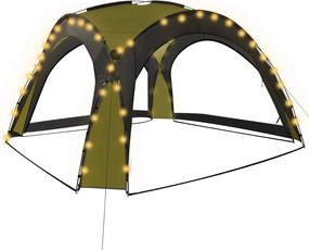 vidaXL zöld rendezvénysátor LED-del és 4 oldalfallal 3,6 x 3,6 x 2,3 m